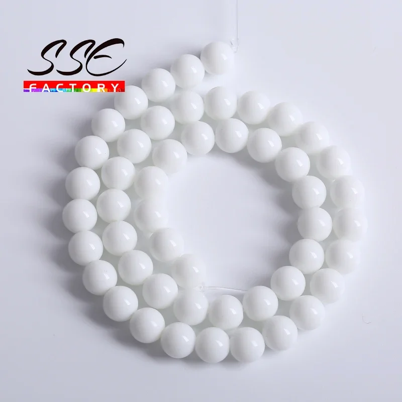 Natural White Agates Stone Beads Onyx Round Loose Spacer Beads For Jewelry Making DIY Bracelet Accessories 4 6 8 10 12mm 15\