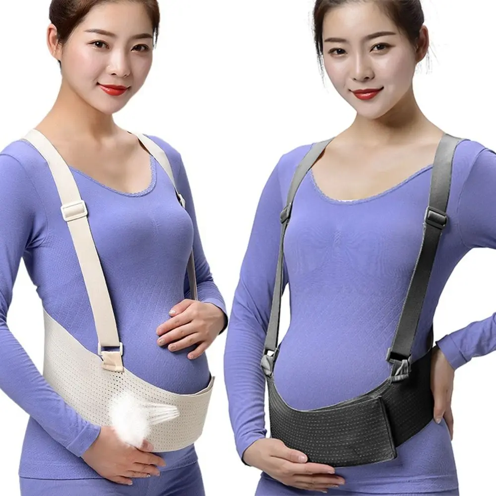 Adjustable Maternity Support Belt Shoulder Straps Breathable Back Brace Protector Elastic Detachable Pregnant Belly Band Women