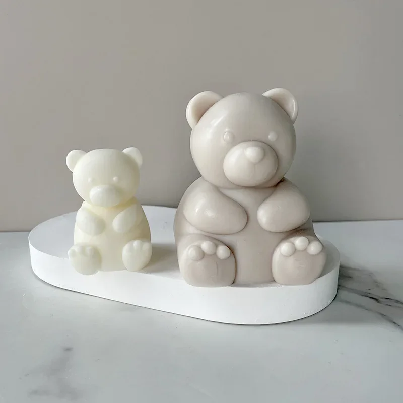 3D Cute Cartoon Bear Silicone Candle Mold Diy Handmade Soap Plaster Ice Cube Baking Mould Birthday Party Wedding Gift Making Kit