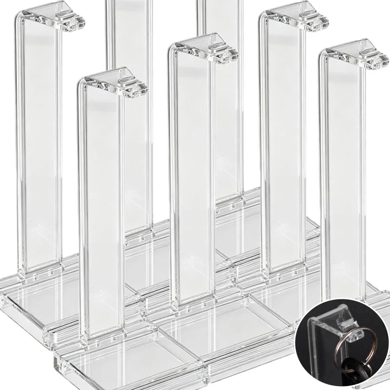 Plastic Keychain Clip Display Stand Holder Transparent Hanging Clip Jewelry Storage Racks Decorative Shelves Home Tabletop Decor