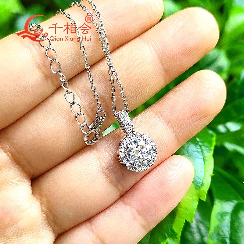 10 มม.S925 เงิน 6.5 มม.1ct รอบรูปร่าง D VVS moissanite จี้ choker สร้อยคอเครื่องประดับของขวัญวาเลนไทน์เดทงานแต่งงาน
