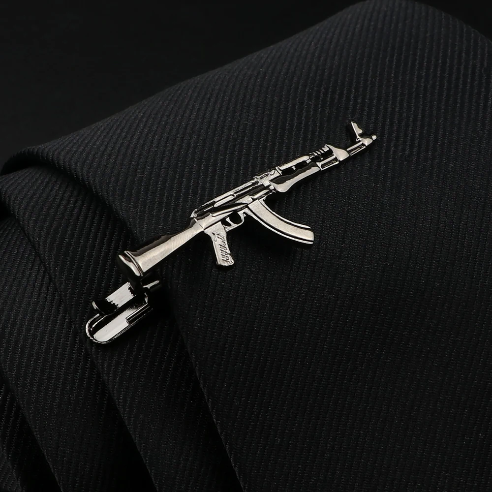 4pcs Metal Men Tie Clip Set With Gift Box Gentlemen Classic Necktie Tie Bar Clasp Clip Pin Black Gun Bullet Wedding Men Jewelry