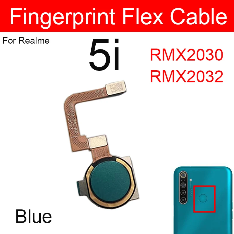 For Realme 3Pro 5 5i 5S 6i 6 6S Fingerprint Sensor Power Touch Flex Cable Back Home Button Sensor FingerPrint Flex Parts