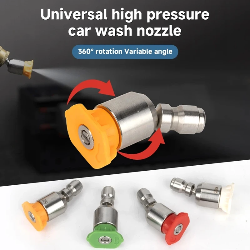 360° Rotatable Pressure Washer Nozzle Tips Kit Universal Power Washer Gun 1/4 Quick Connect 4000 PSI (0、15、25、40) Spray Nozzles