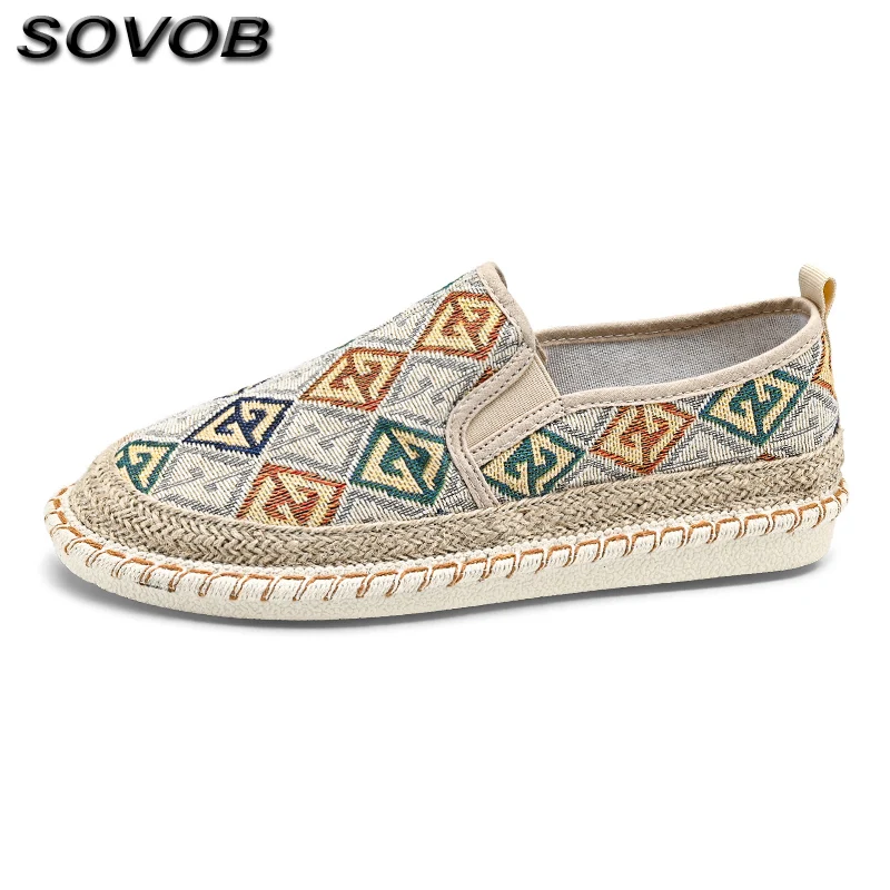 

Ethnic Embroidery Men's Laobeijing Cloth Shoes Vintage Light Fisherman Shoes Male Loafers Low Top Slip-On Casual Shoes For Men