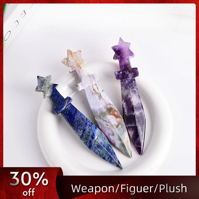 

22cm/8.66in Toy Knife White Quartz Katanas Cosplay Model Crystal Props Collectible Desk Ornaments Novelty Toy Boy Birthday Gift