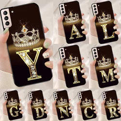 Letter Monogram Gold Marble Phone Case For Samsung Galaxy S22 S23 S21 S10 Plus Note 20 Ultra Note 10 S20 FE Cover Fundas