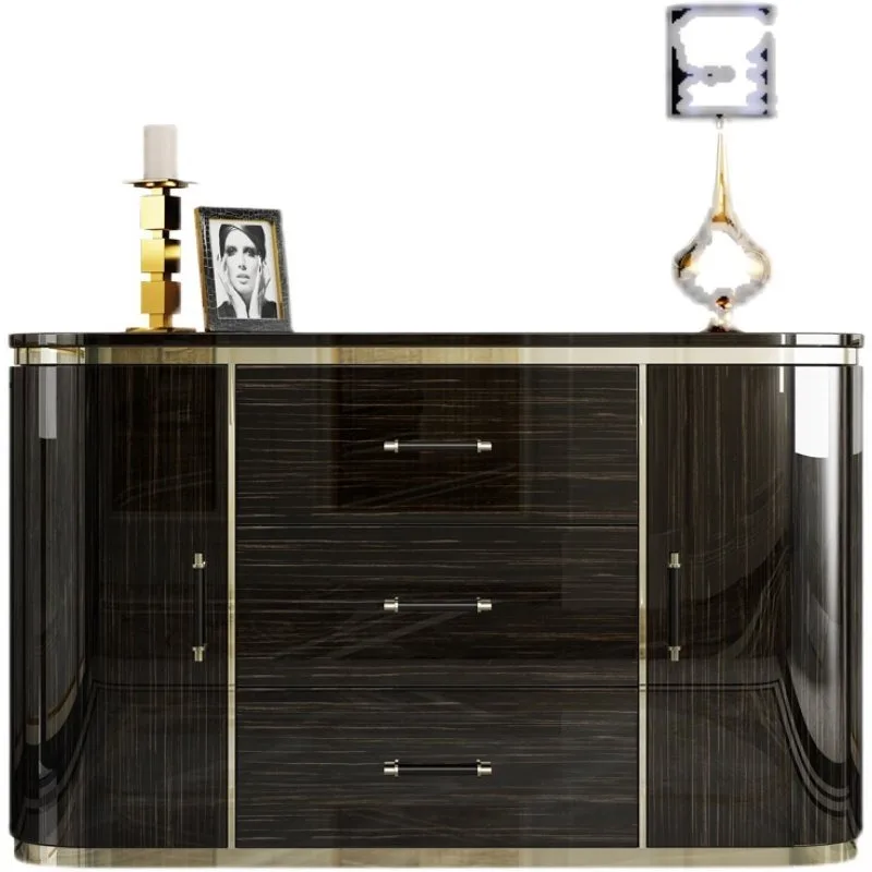 Sideboard, modern simple, light luxury, solid wood entrance cabinet, small size, Italian integration, high-end sense semicircle