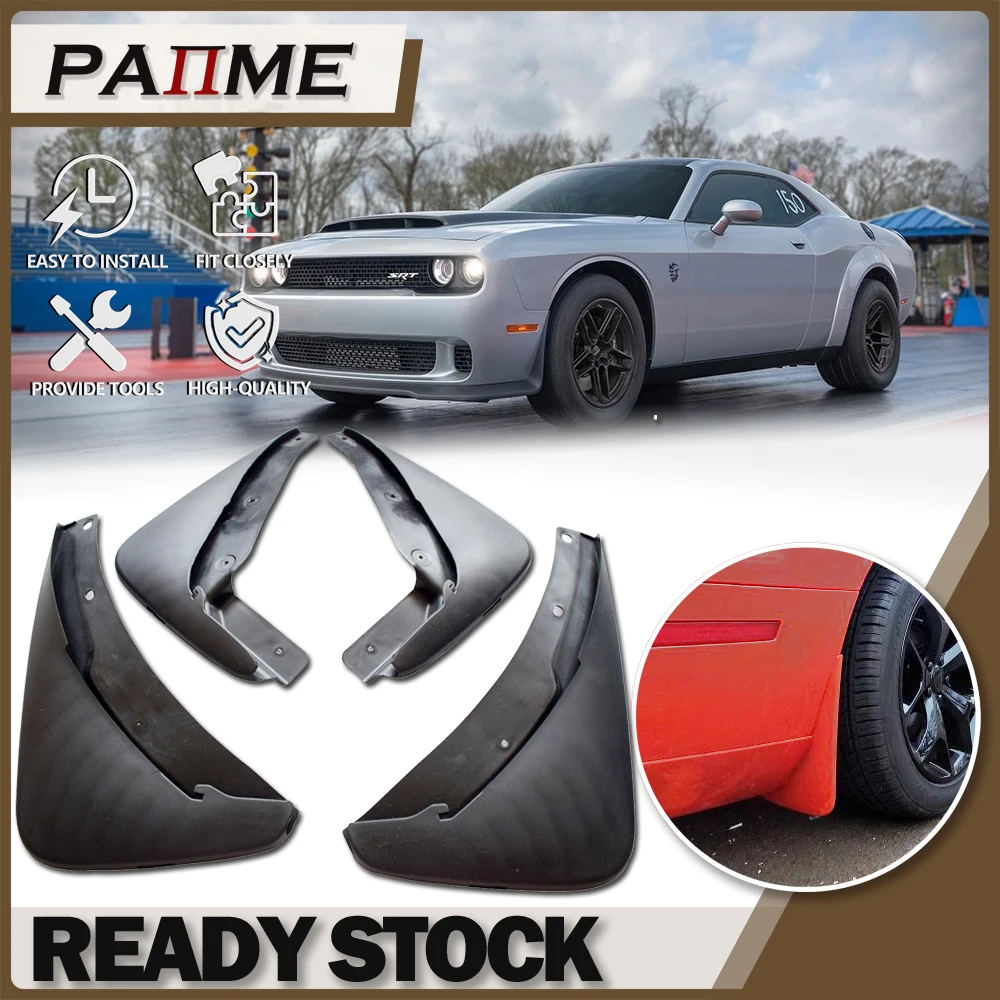 Dodge Challenger guardabarros para 2015, 2016, 2017, 2018, 2019, no apto para protectores contra salpicaduras de cuerpo ancho, juego delantero y