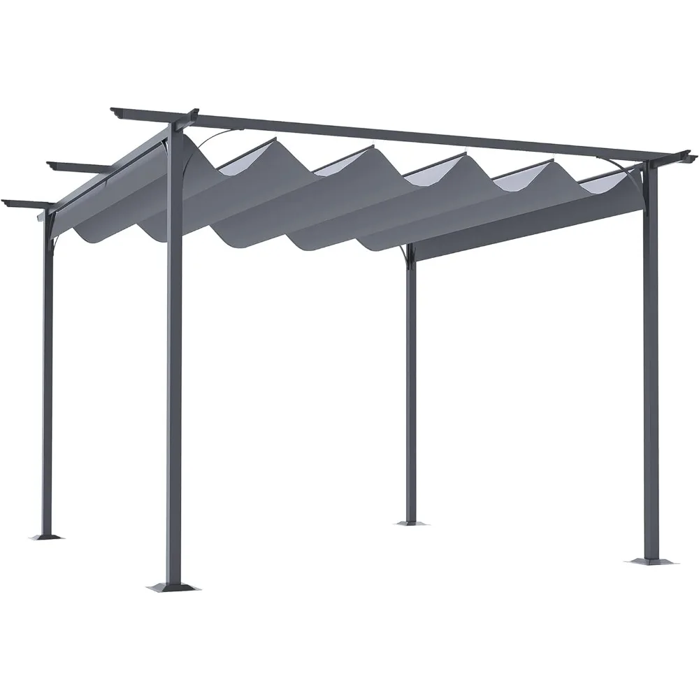 

11.5' x 11.5' Outdoor Retractable Pergola Canopy, Metal Patio Shade Shelter for Backyard, Porch Party, Garden, Grill Gazebo