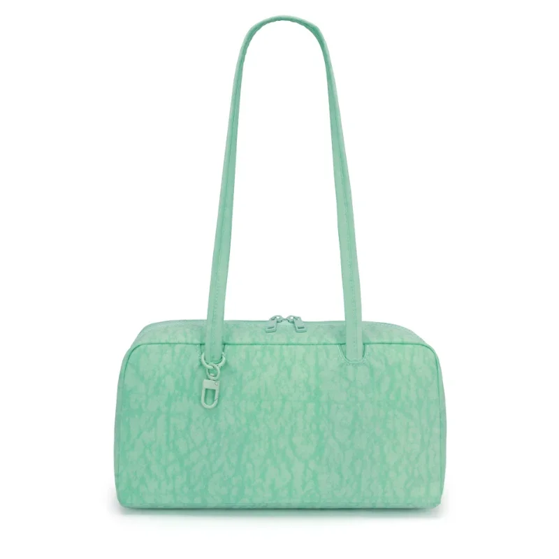 Polka Dot Plaid Round Dome Shoulder Bag,Women Retro Eco-Friendly Colorblock Stripe Pillow Handbag,Casual Commuter Nylon Tote Bag view 6