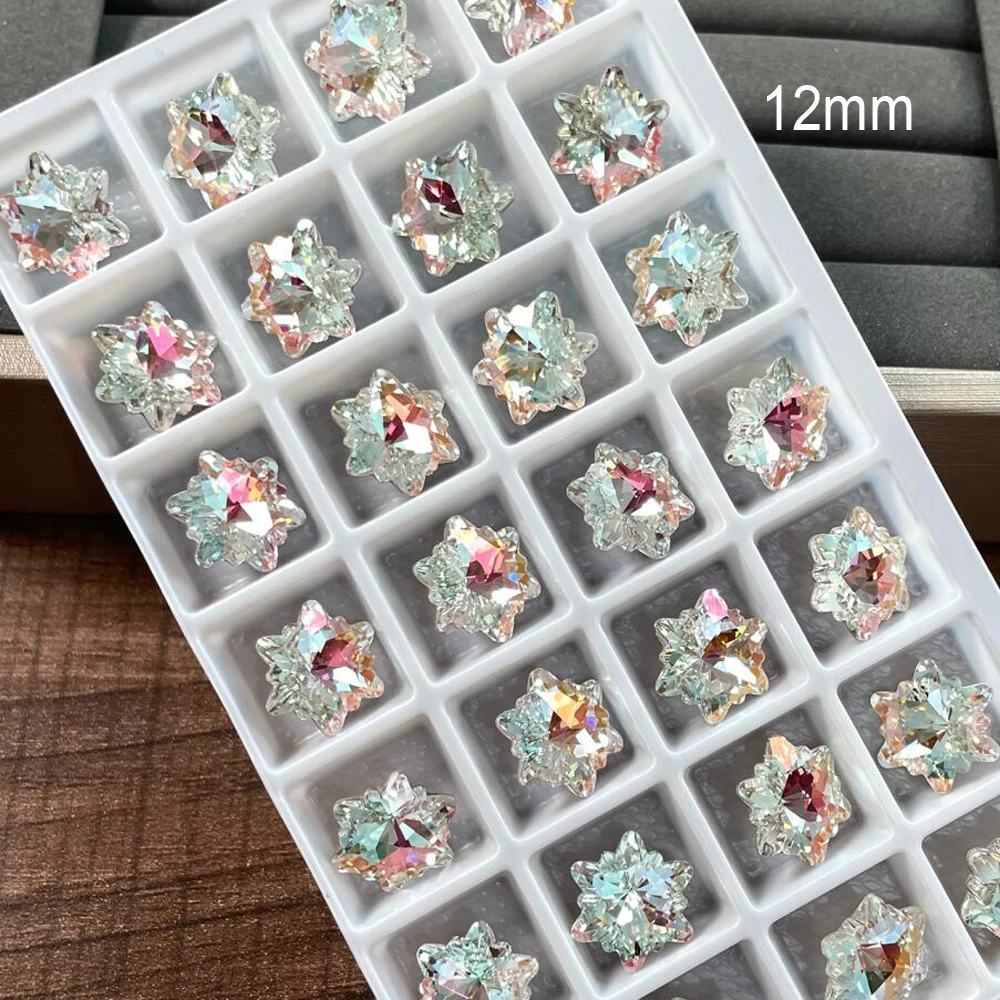 10 pièces arc-en-ciel rose bleu brillant flocon de neige ongles diamants blanc Flash flocon de neige ongles Zircon strass blanc clair manucure gemmes