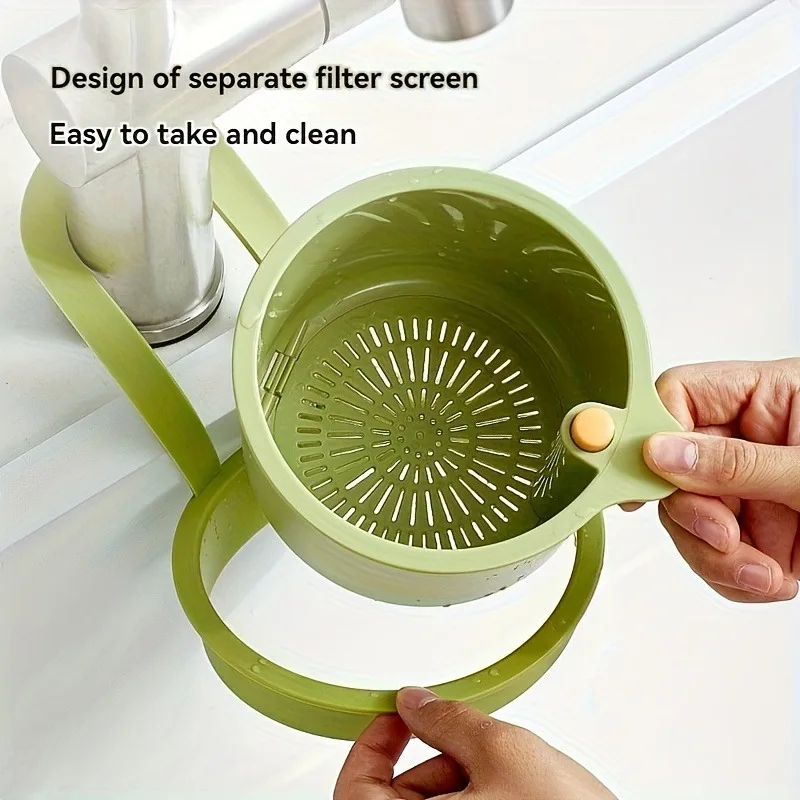 

2-in-1 Green Hanging Sink Strainer Basket Multifunctional Food Residue Filter for Kitchen Sink Leftovers and Vegetable Washing