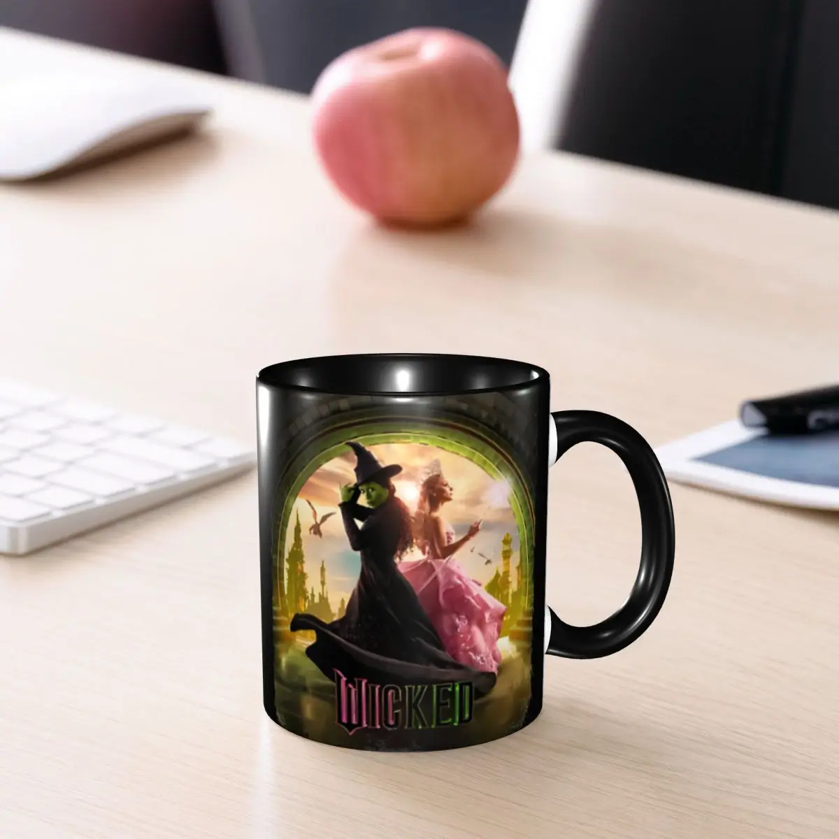 Wicked Musical Movie Merch Mug Novelty Coffee Cup Elphaba and Glinda Print Logo Cup