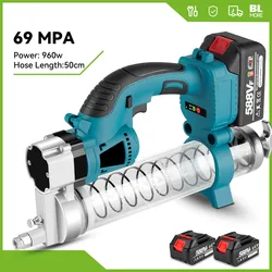 Brushless 10000PSL Cordless Electric Grease Gun 960W High Pressure Car Lubricating Oil Tool For Makita 18v Battery Pin