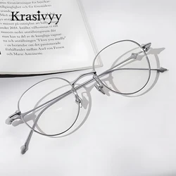 Krasivyy Luxury Brand Eyeglass Frames Women Vintage Pure Titanium Round Glasses Frame Men High Quality Korean Optical Eyewear EP