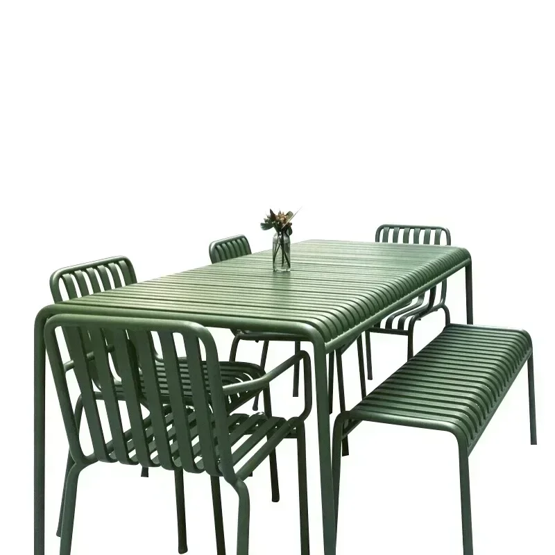 

Modern Simple Leisure Courtyard Outdoor Tables and Chairs Milk Tea Shop Cafe Wrought Iron Color Outdoor Tables and Beach Chairs