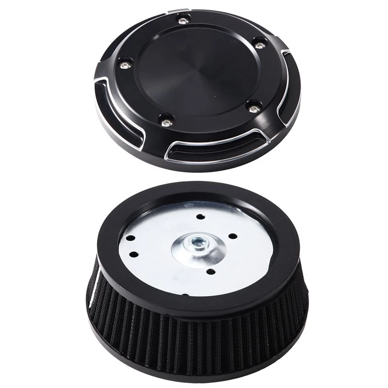 Air Cleaner Cover& Black Element For Harley Motorcycles Touring Softail Fat Boy FLSTN Dyna 1999-2017 Black Air Filter