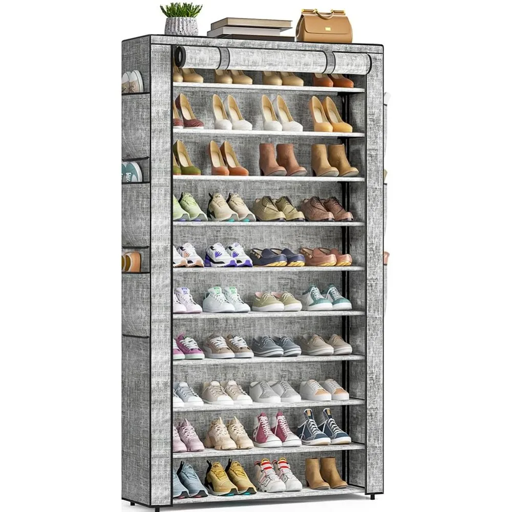 Shoe Rack 10Tier Large Capacity 50-56Pairs Beautiful Tall Shoe Shelf Free Standing Storage Cabinet Entryway Closet shoe shelf