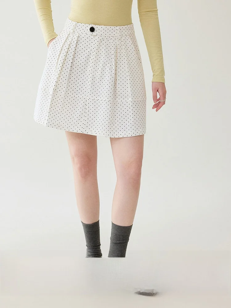 

Оригинальная женская плиссированная юбка А-силуэта из чистого хлопка в горошек, удлиненная, для ранней весны, в корейском стиле, для повседневной носки