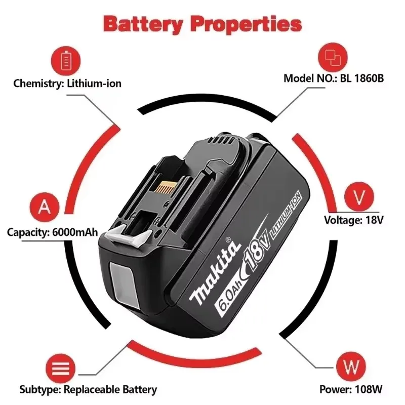 DGA404 Makita 18V rechargeable battery, used to replace Makita 18V power tool LXT400 DDF487 DTW700 DTW1001 lithium-ion battery