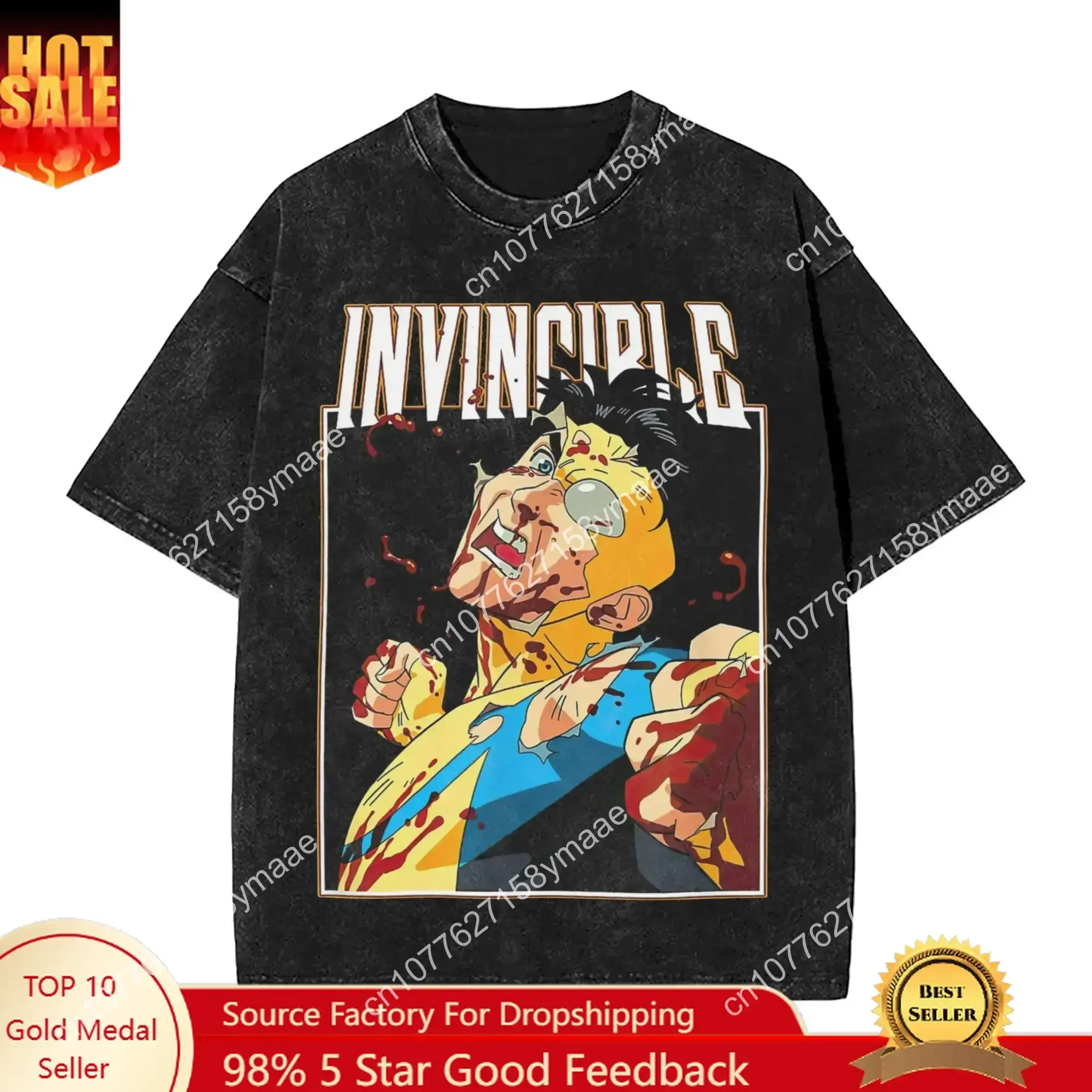 Invincible Cartoon Comic Mark Grayson Shirt Harajuku Style For Men Women Women Pure Cotton T-Shirts Tee Clothing