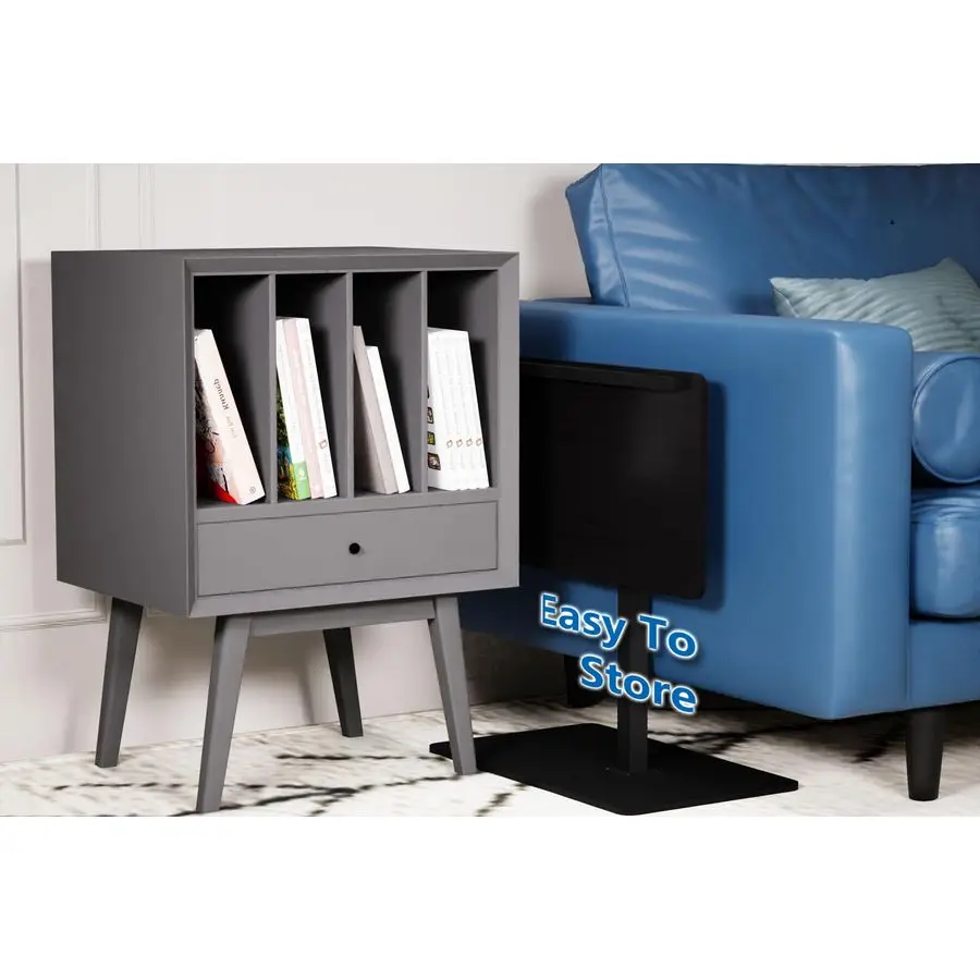 طاولة نهاية على شكل، 20 عرض × 14 لتر، 1731 ارتفاع قابل للتعديل، سطح مكتب دوار وقابل للدوران، طاولة جانبية قابلة للطي للمساحات الصغيرة، خشب الجوز الأسود #2