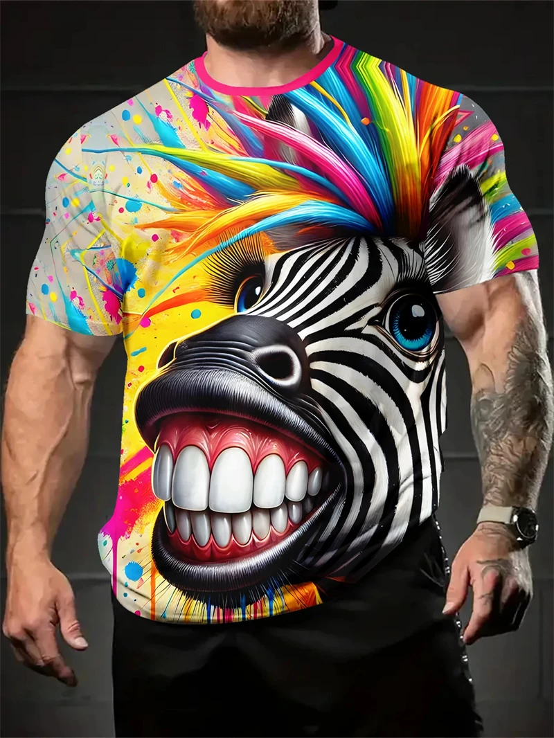New Funny Animel Cat Printed Men's T Shirt Short Sleeve Unisex Summer Kids Tees Animal 3D Printed T-Shirt Fashion Cute Clothing