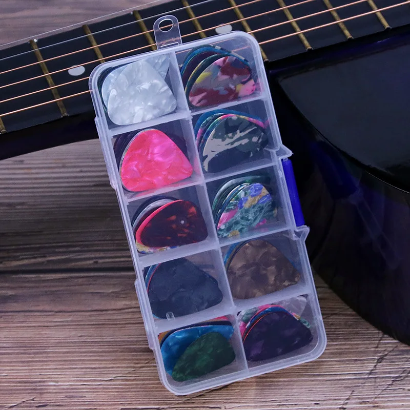 

STLF Guitar Picks 100pcs/tin 0.96mm Celluloid Plectrums Mediator With Storage Box