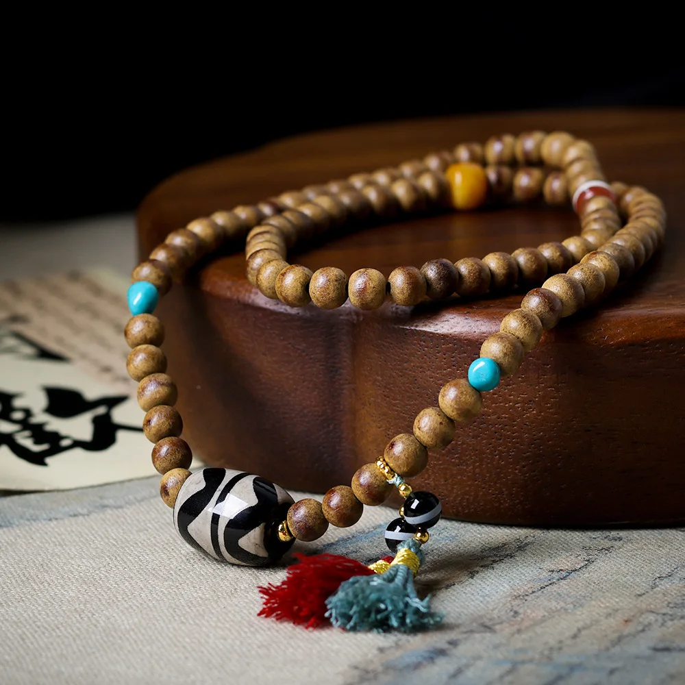 triple-loop-butter-agarwood-bracelet-chinese-style-necklace-with-double-tiger-tooth-dzi-bead-bone-clavicle-chain-gifts