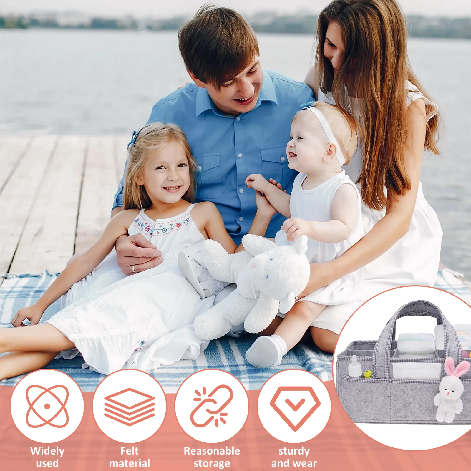 منظم حفاضات الطفل مع 5 مقصورات سلة تخزين الحضانة المحمولة منظم تغيير حفاضات الحفاض