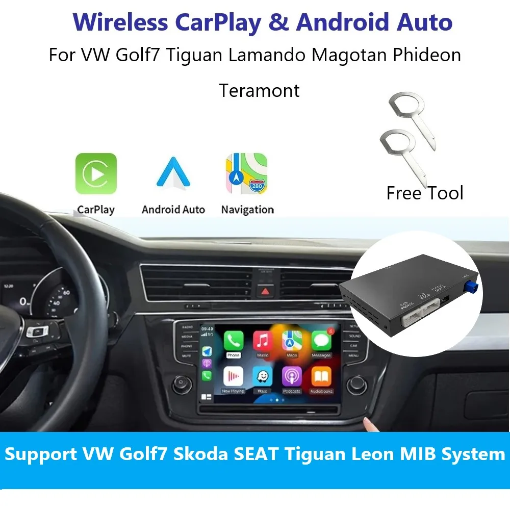 Беспроводной интерфейсный модуль Carplay для VW Volkswagen Skoda Octavia A5 Golf 7, Polo Passat B8, зеркальная связь MIB MIB2