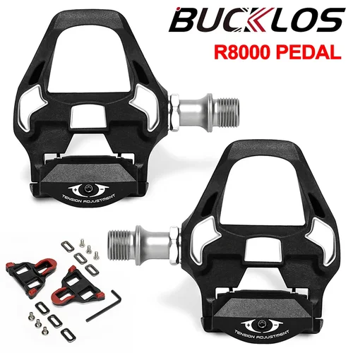 BUCKLOS Pedal de bicicleta de carretera Pedal de plataforma de bicicleta de nailon sin clip R8000 pedales de bloqueo de Ciclismo de Carretera aptos para sistema SPD SL accesorios de bicicleta