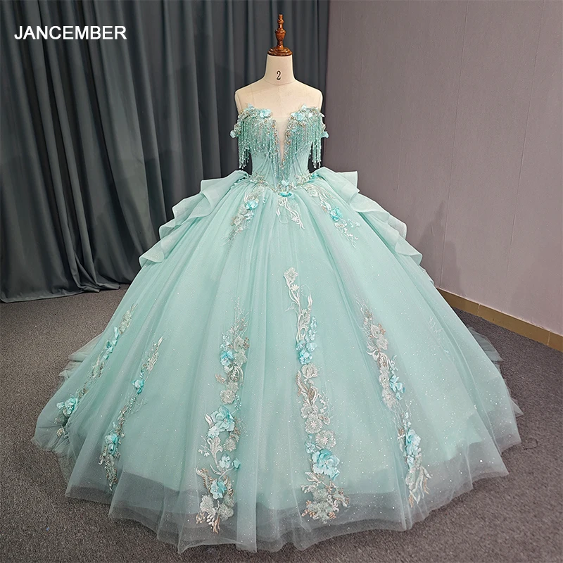 

Блестящее платье принцессы Quinceanera 2024 с открытыми плечами позолоченное платье с аппликацией из бисера бахромой свадебное платье роскошное платье 15 лет DY1195