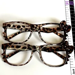 Kawaii Hello Kitty Retro Leopard Glasses Frames Cartoon Girls Sanrios Anime Y2k Beauty Eyeglasses Frame Accessories Photo Props