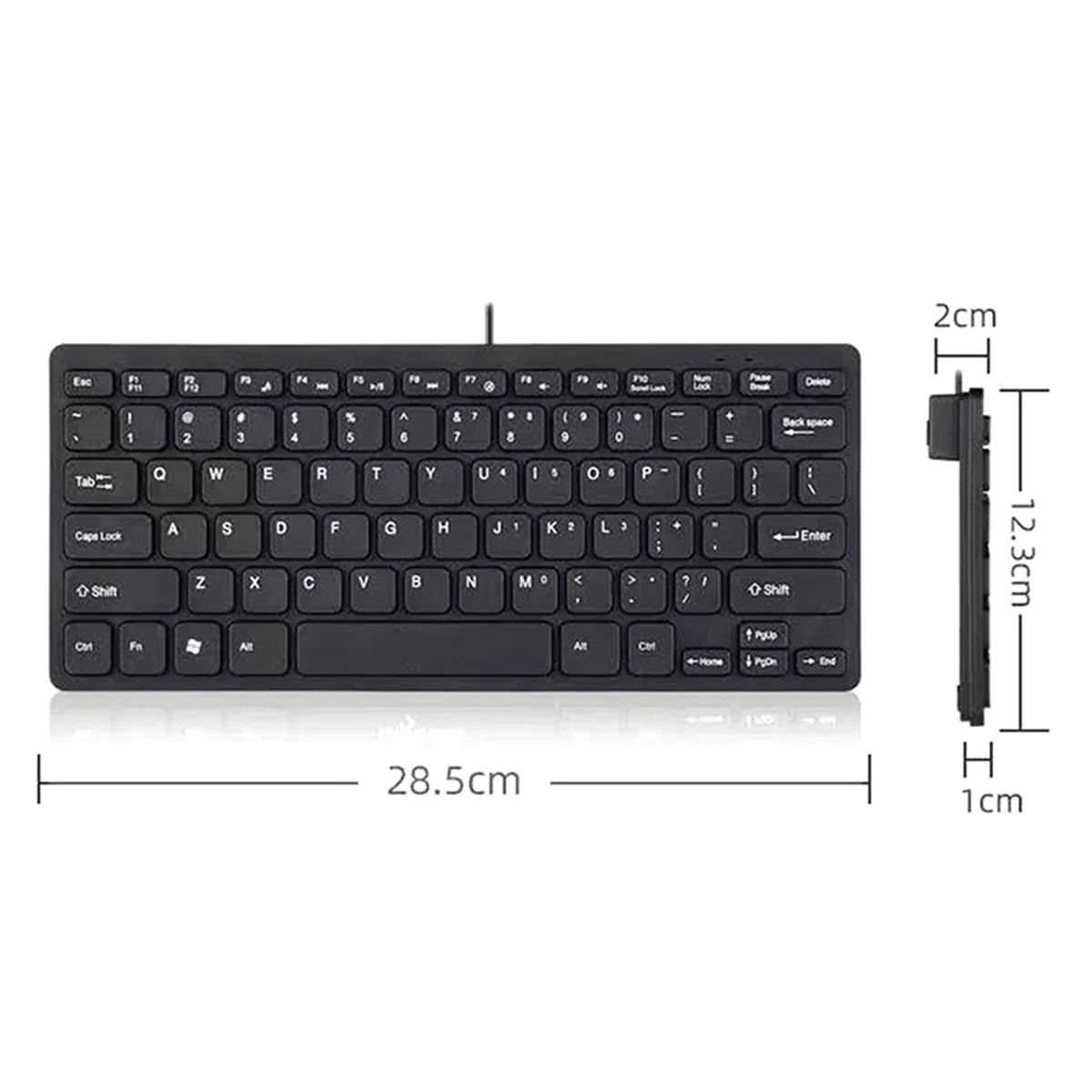 AB51 2X Compact Wired Keyboard USB - Keyboard Ultra Tipis untuk PC Mini Gaming Keyboard Hitam