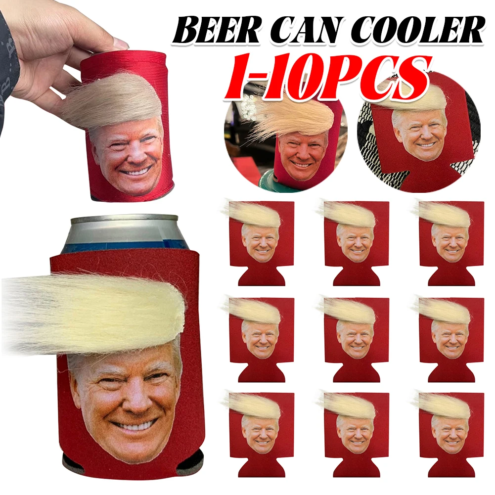 Trump Funny Hair Drink Insulated Sleeves Non-Slip Beer Beverage Holder Reusable Can Sleeves for Cans Bottles Pint Glasses Coffee