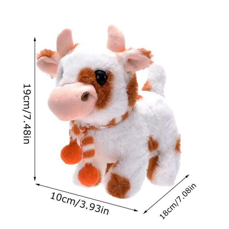 Juguetes de vaca, Animal electrónico para mascotas, vaca de peluche, juguete de ganado con pilas con sonidos, juguete educativo y de aprendizaje interactivo para