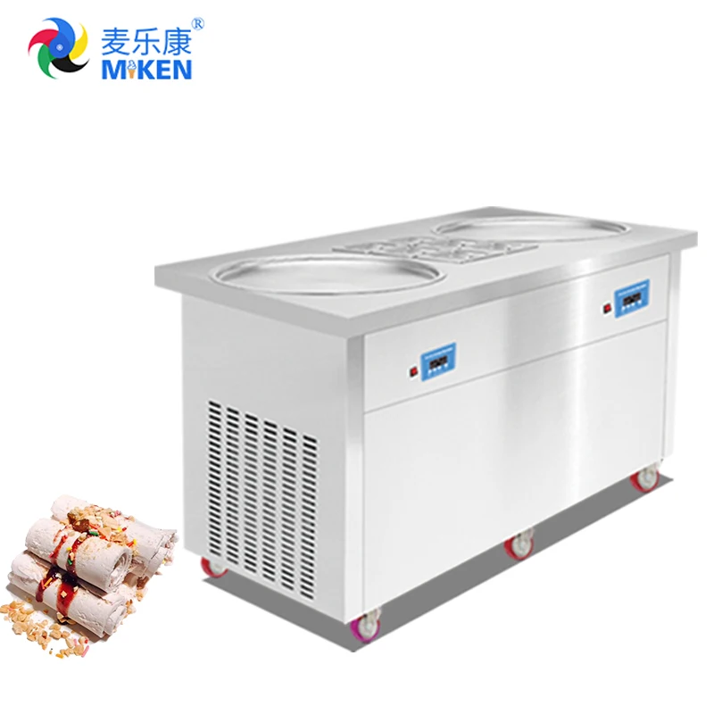 MK-PF2R-6C Compre máquina de helado Miken Fry para hacer rollos de helado