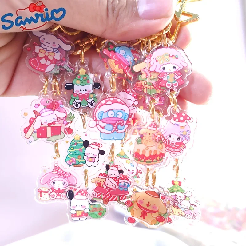 

Christmas Sanrio Hello Kitty Cartoon Acrylic Keychain String Series DIY Cute Kuromi Hanging Girls Bag Animation Peripheral Gifts