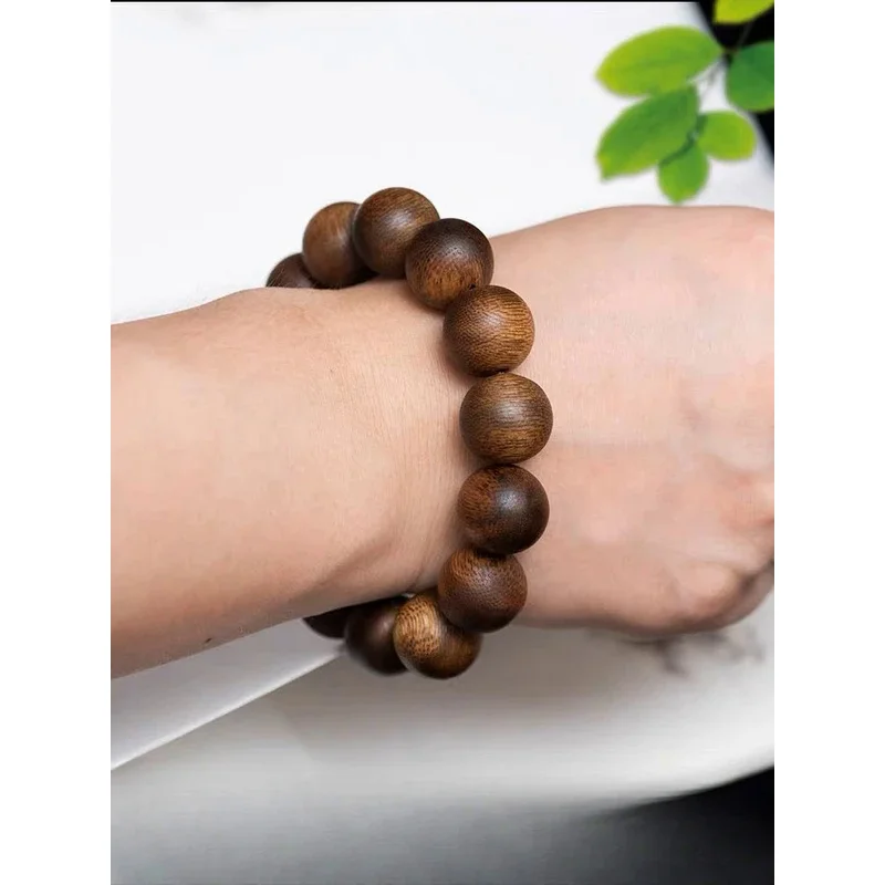 Natural Yellow Channan Agarwood Bracelet High-Grade Pure Heavy Costustoot Bringing Good Luck and Wealth Buddha Beads Bracelet