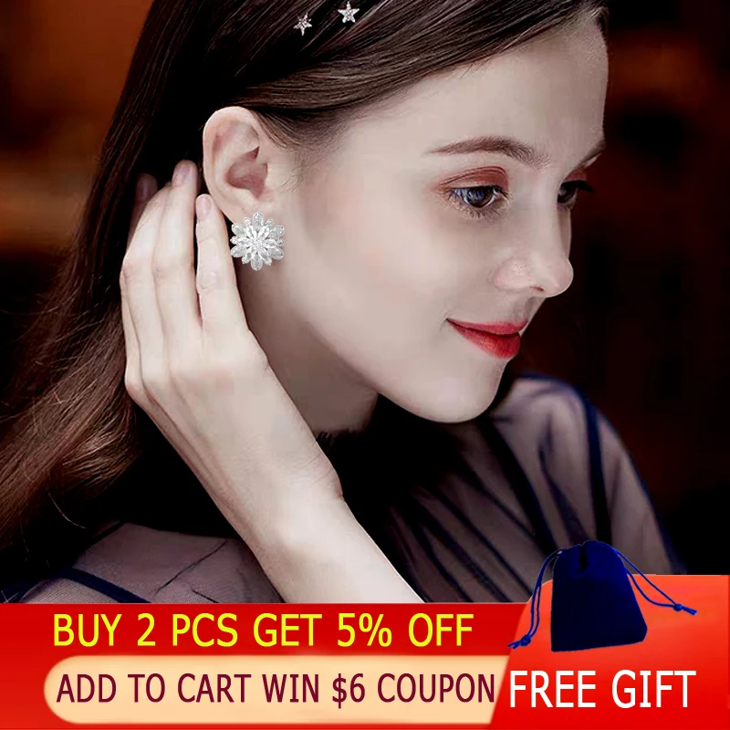 LEEKER women fashion big crystal flower stud earrings bridal shiny wedding jewelry   new LK3