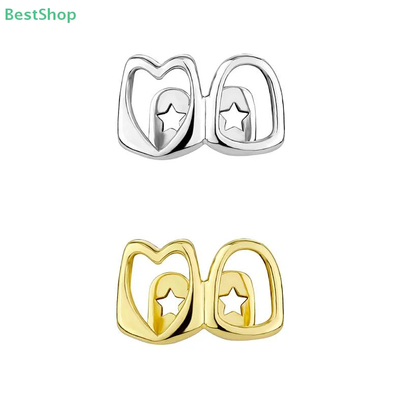 

★★★Hollow Out Double Splicing Hip Hop Dental Braces Heart Shaped Design,Halloween Jewelry Cosplay Ornament