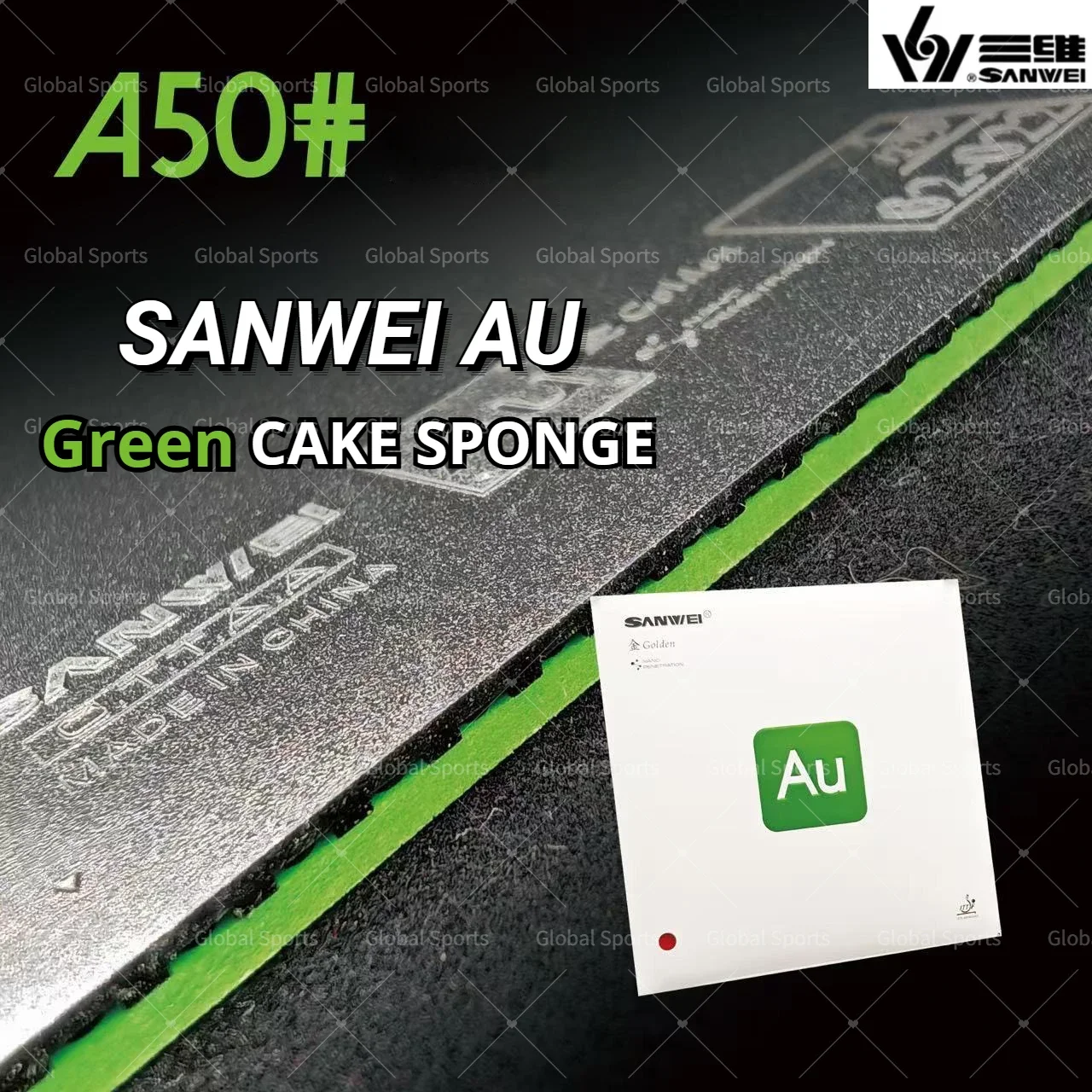 

Original SANWEI AU GOLDEN Green Sponge Table Tennis Rubber Control Loop Lightweight Gold AU-GOLDEN Ping Pong Sponge