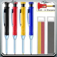 2.8Mm Solid Carpenter Mechanical Pencil Kit With Sharpener For Woodworking Construction Long Head Carpenter Pencil Set