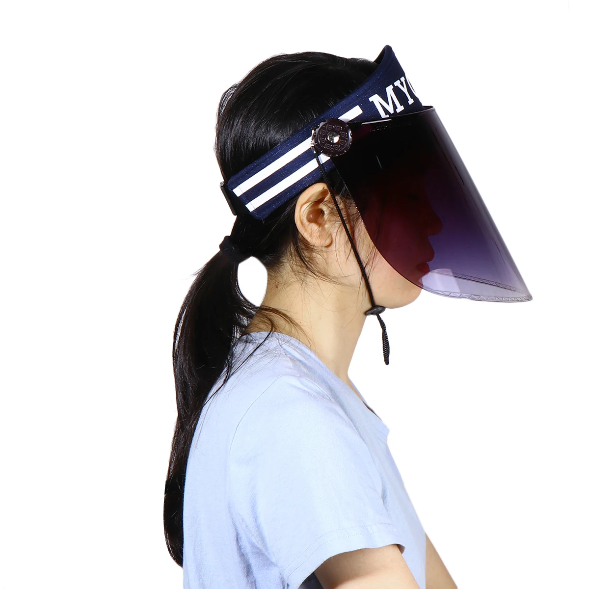 

1Pc Adjustable Sunbonnet High Definition Lens Sun Hat For Motorcycle Riding Full Face Protection Navy Blue Series