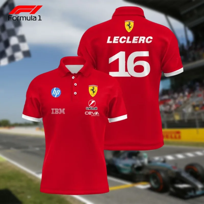 

Formula1 Racing Team Men's Polo Shirt, 3D Printed, Breathable Summer Short Sleeve Street Style Casual Sweatshirt
