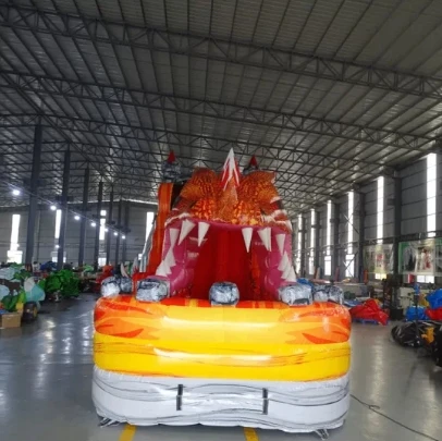 Commercial 2-Piece Hybrid Inflatable Water Slide Dragons Breath Model with Pool Tarpaulin Material Printed Logo for Kids