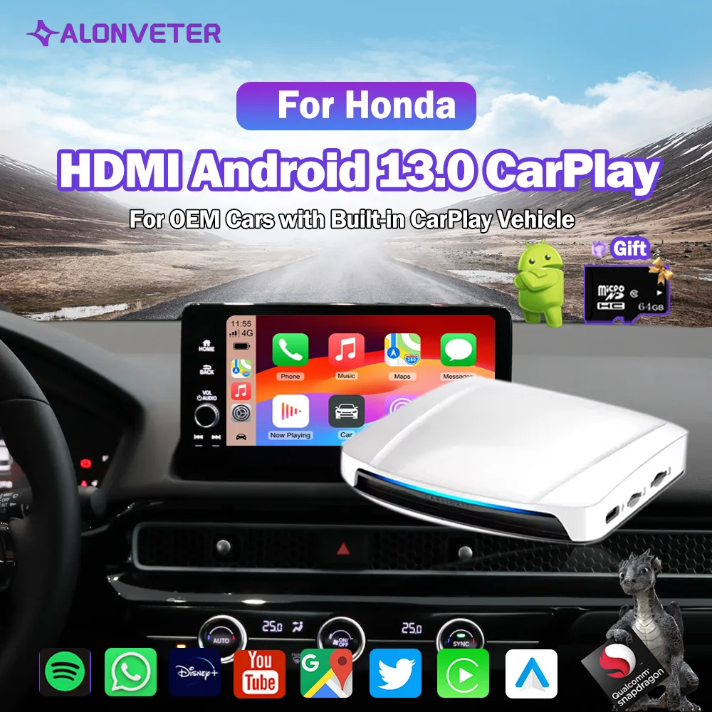 

Carlinkit Android 13.0 Ai Box SDM660 HDMI HD Output Wireless CarPlay Tv Box 8G+128GB Android Auto Built-in GPS Netfilx For Honda