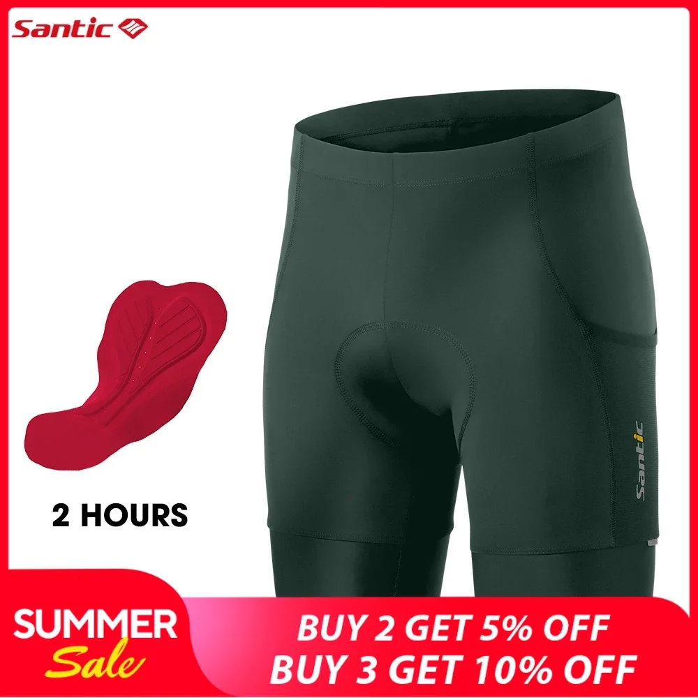 Santic Cycling Shorts Men 4D Coolmax Padded Bike Shorts Summer Breathable MTB Bike Large Stretch Pants Bicycle Tights Asian Size